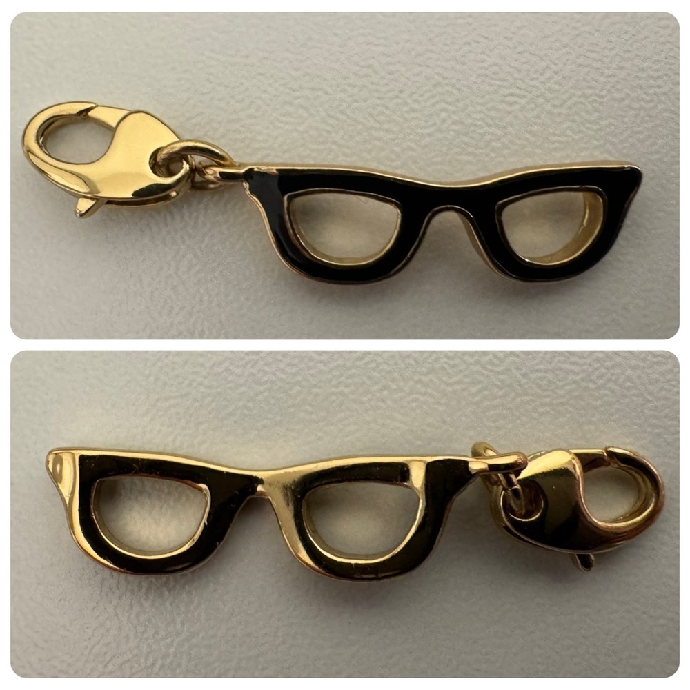 KATE SPADE Black Eyeglasses 12 KT Gold Plated Vintage Charm (No Bracelet) - Picture 6 of 6